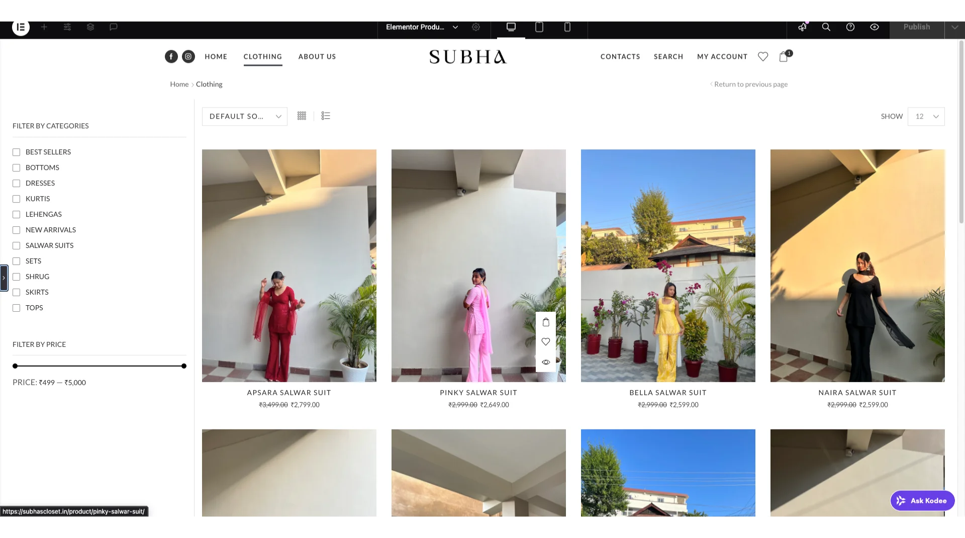 Subhas Closet — Performance-Driven Fashion E-Commerce Platform - E-Commerce project implementation screenshot 1 by Sitemaker Lab