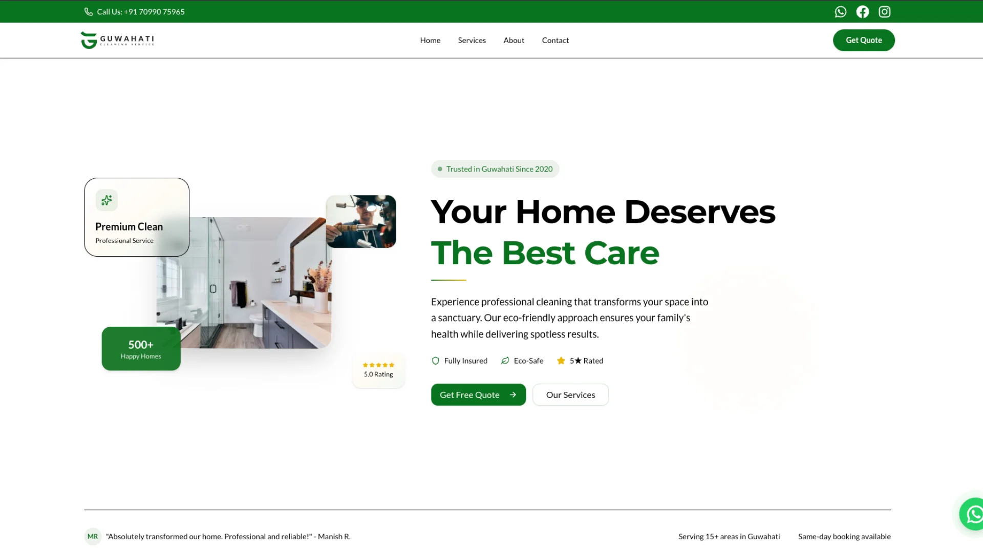 Guwahati Cleaning Service — Local SEO Growth & Lead Generation - Local SEO & Service Business Growth project implementation screenshot 1 by Sitemaker Lab